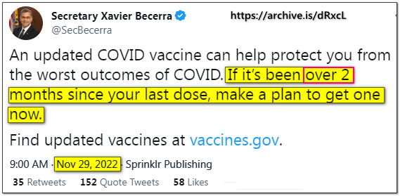 US Secretary Of Health Becerra Take COVID Injection Every Two Months November 2022