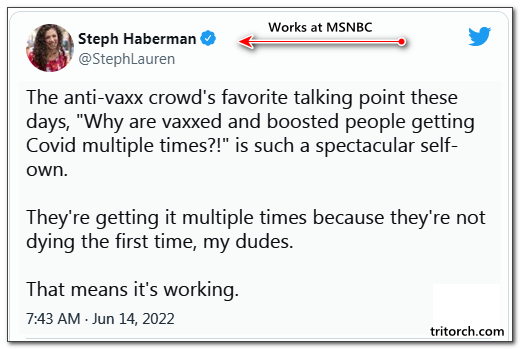 MSNBC Writer Says Getting COVID Multiple Times After Vaccination Means It Is Working
