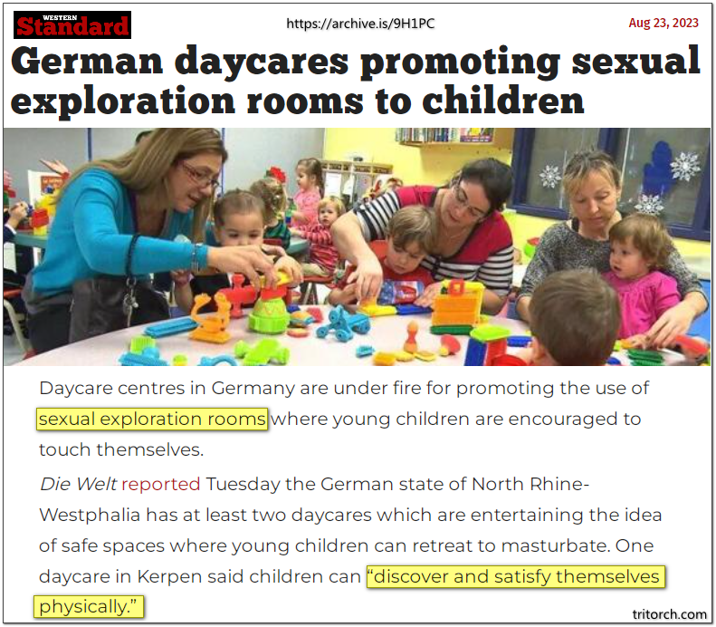 Germany Daycares Push Sexual Exploration And Masturbation Rooms For Children August 2023