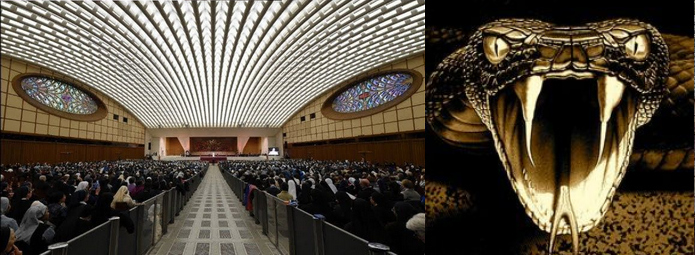 Vatican audience hall desigend to be serpent
